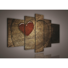 Srdce na dřevě 180 S4A - pětidílný